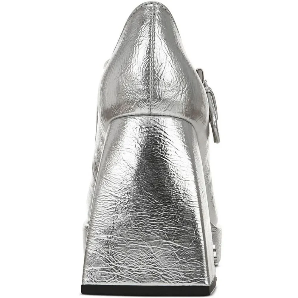 Circus by Sam Edelman Silver Metallic T-Strap Platform Pumps
